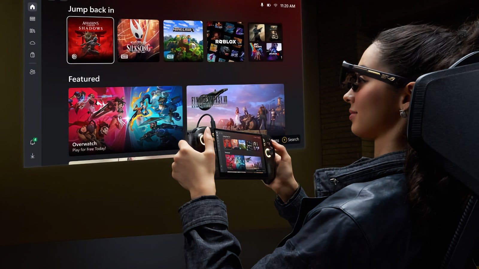 rog ally x20 asus xbox femme