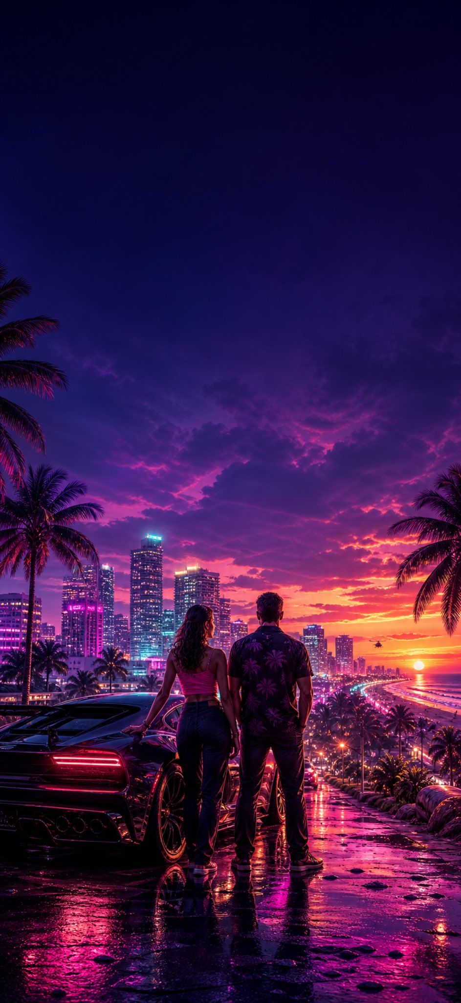 gta 6 wallpaper coucher soleil iphone lucia jason