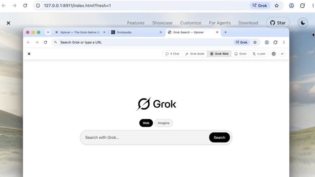 xplorer grok navigateur web