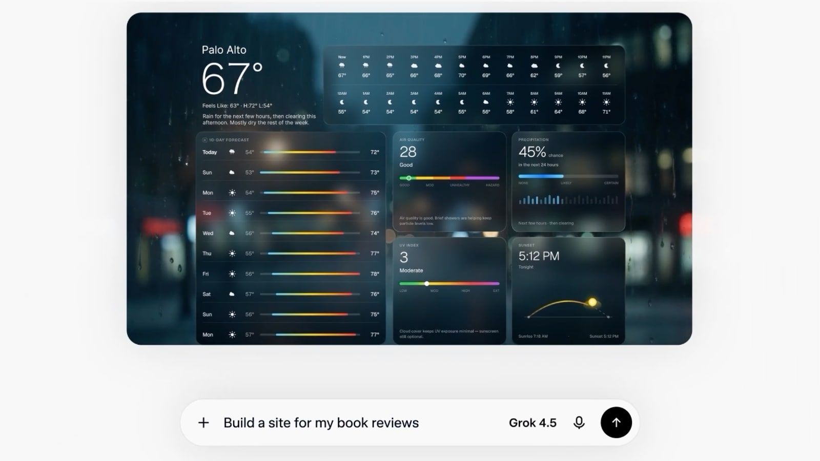 grok 4 5 make an app example