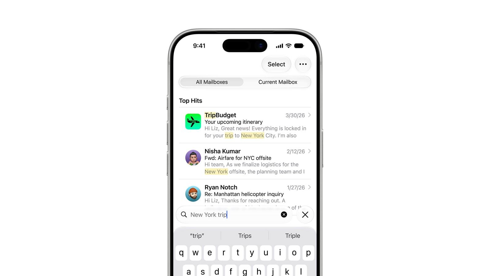 recherche mail ios 27