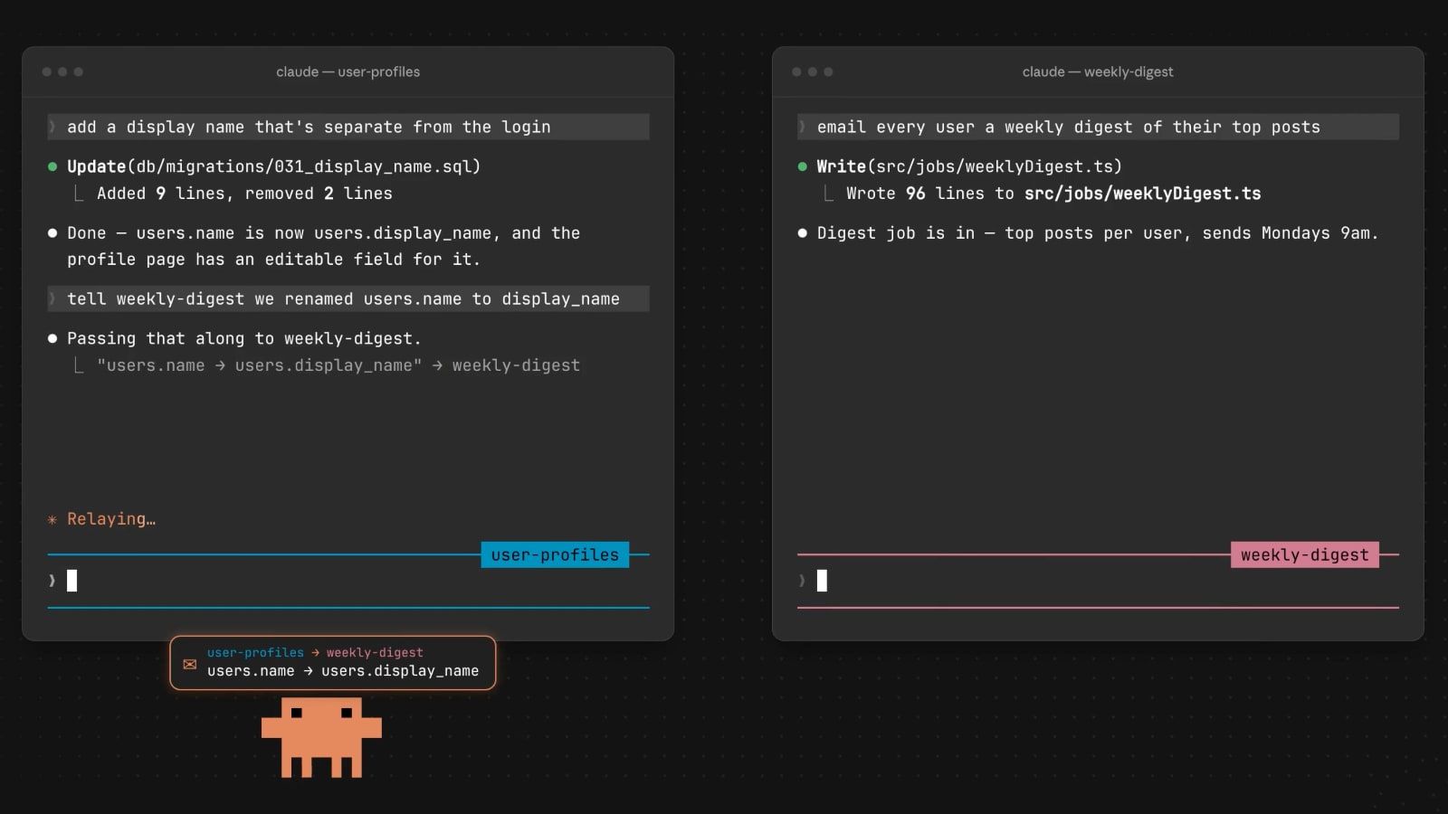 claude code cross session messaging