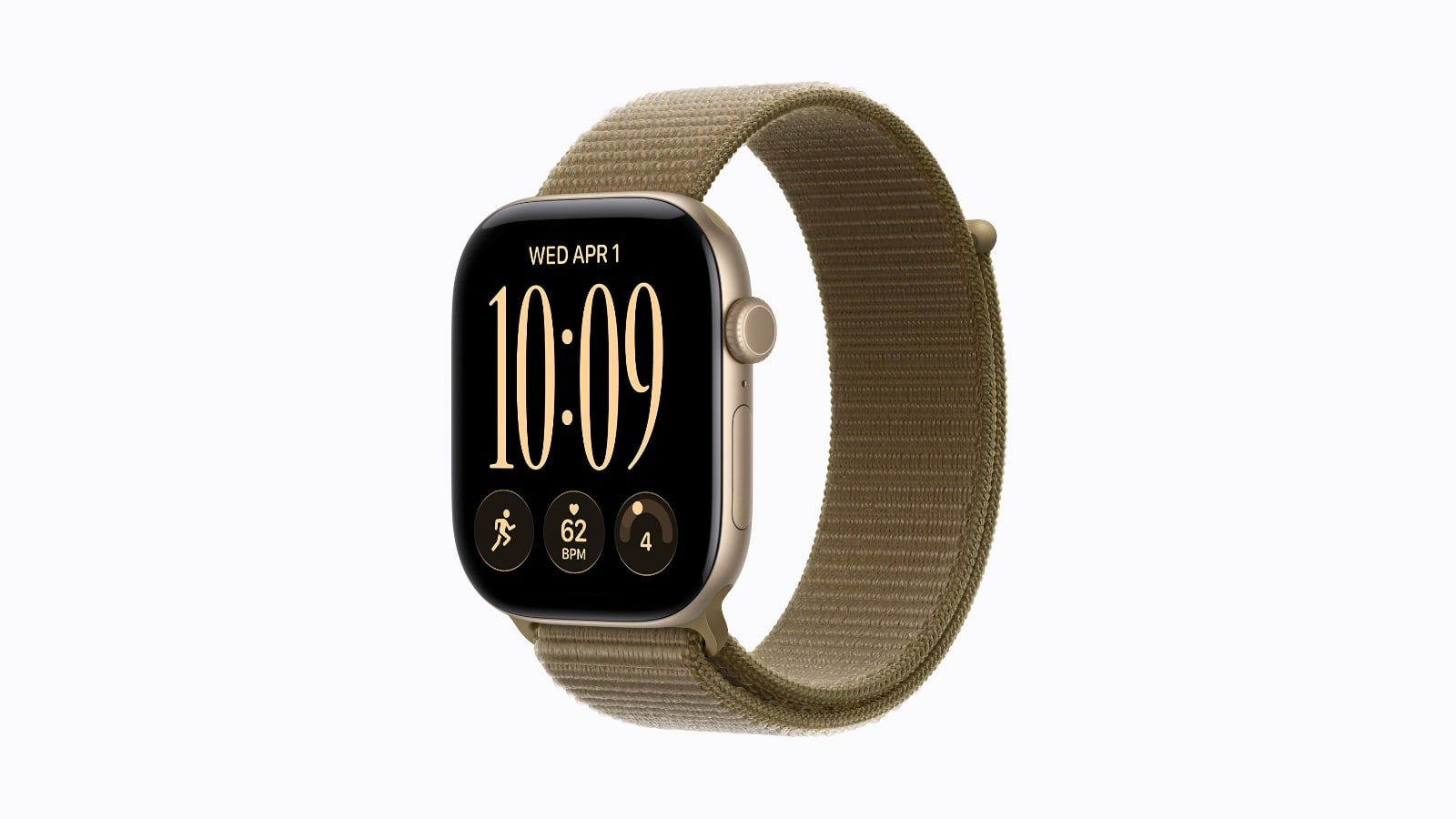 apple watch series 12 light gold aluminum with olive sport loop
