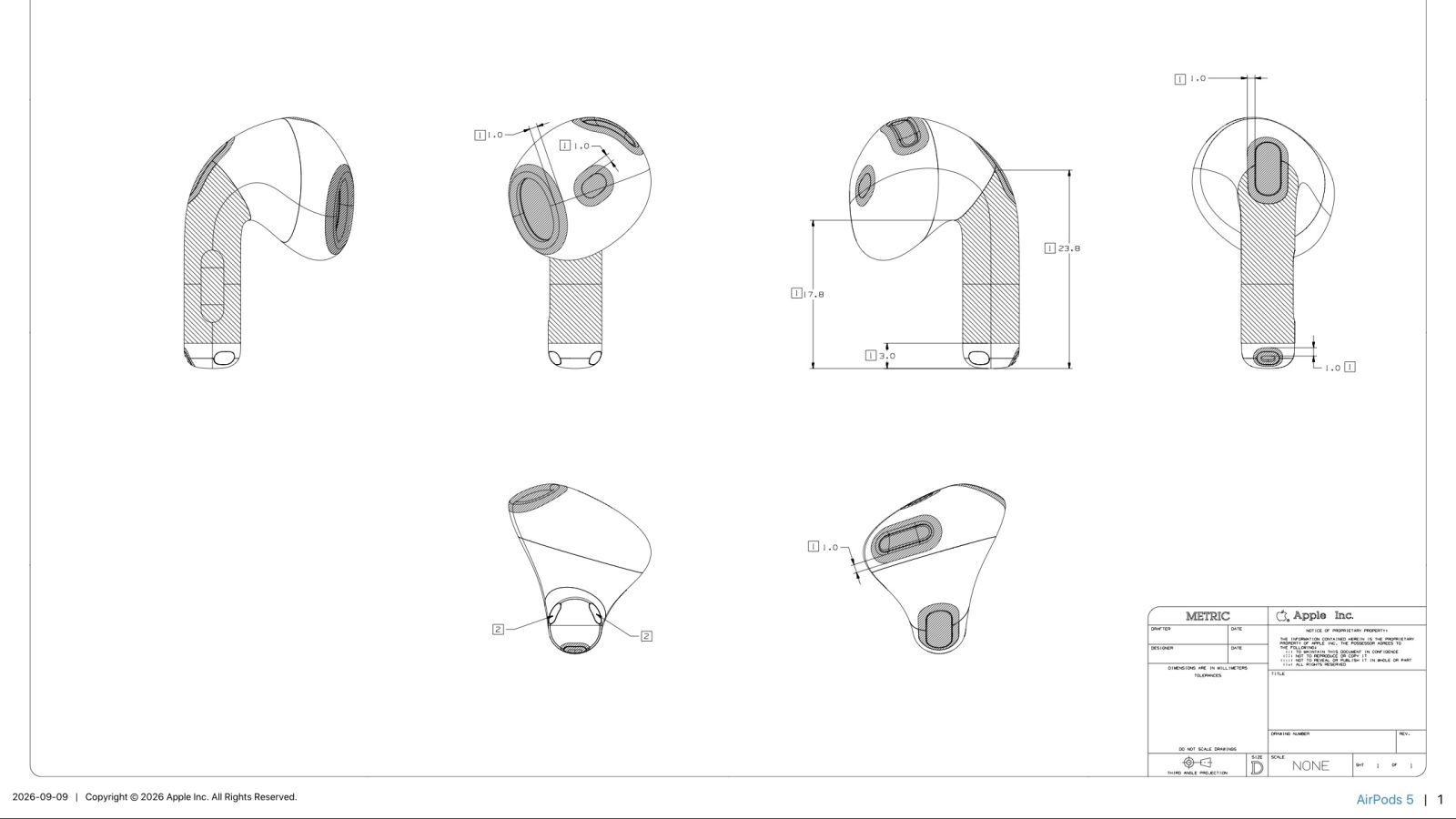 Voici tous les dessins techniques des produits Apple