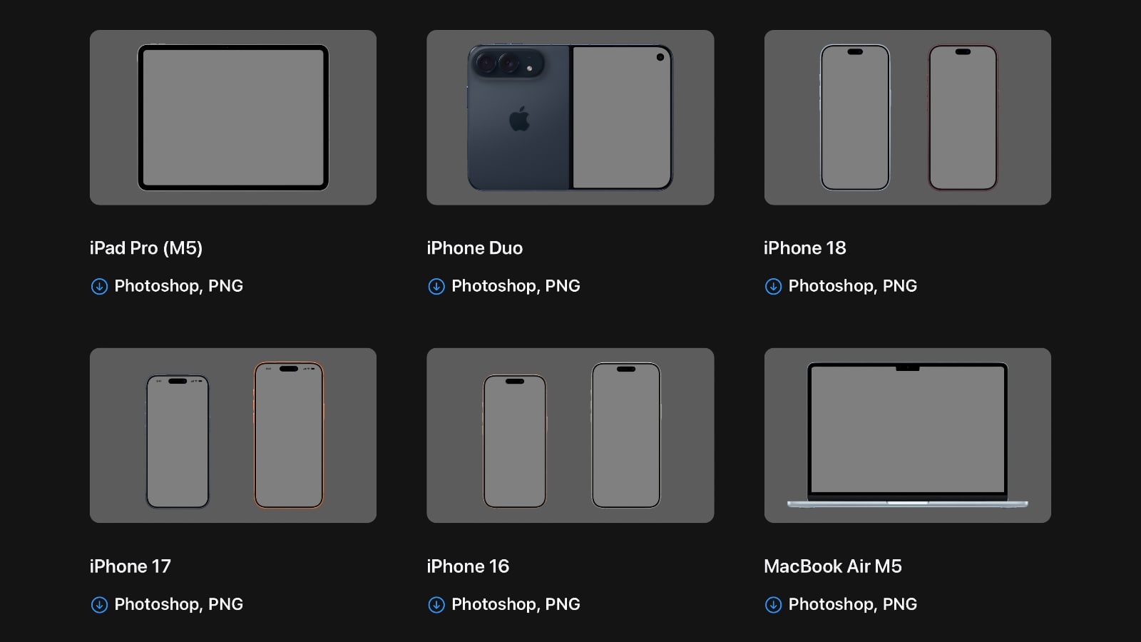 iPhone 18 Pro et iPhone Duo : les nouveaux cadres officiels sont disponibles (PSD, PNG, SVG, etc)