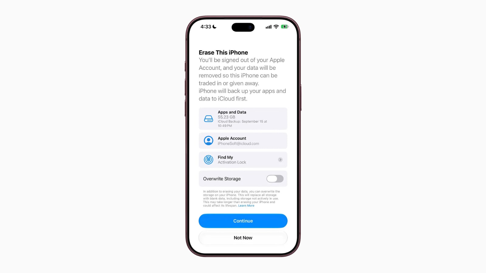 ios 27 2 effacement stockage reecriture securise