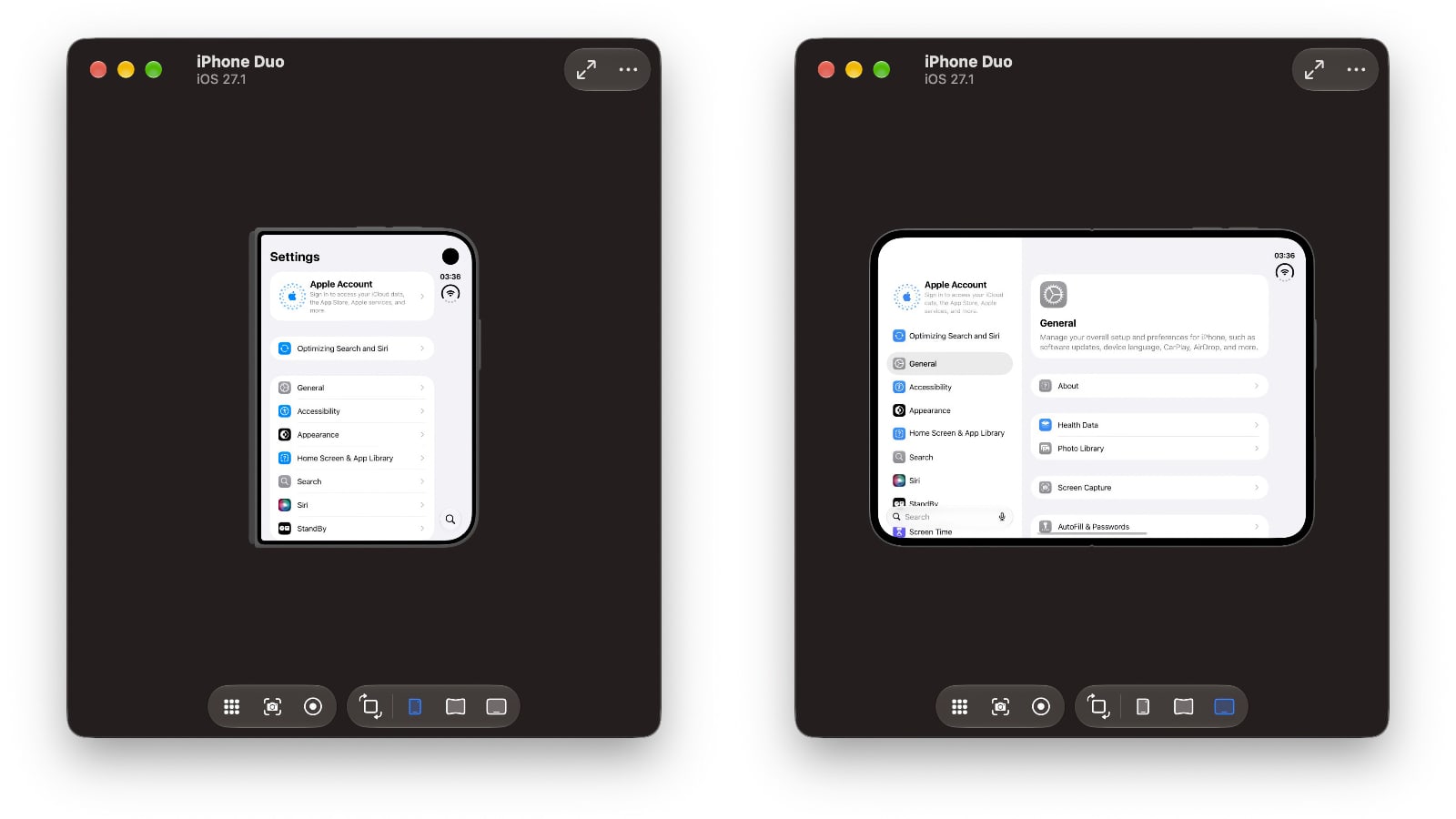 xcode 27 1 simulateur iphone duo