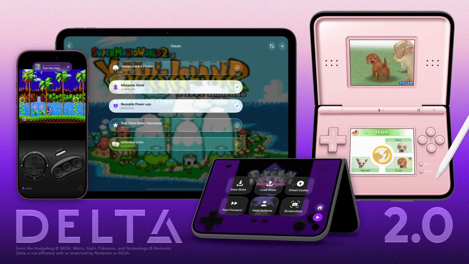 Delta 2.0 transforme l’iPhone Duo en Nintendo DS et ajoute la Mega Drive