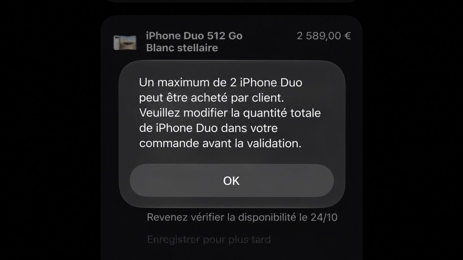 iPhone Duo : Apple plafonne les commandes à deux par client
