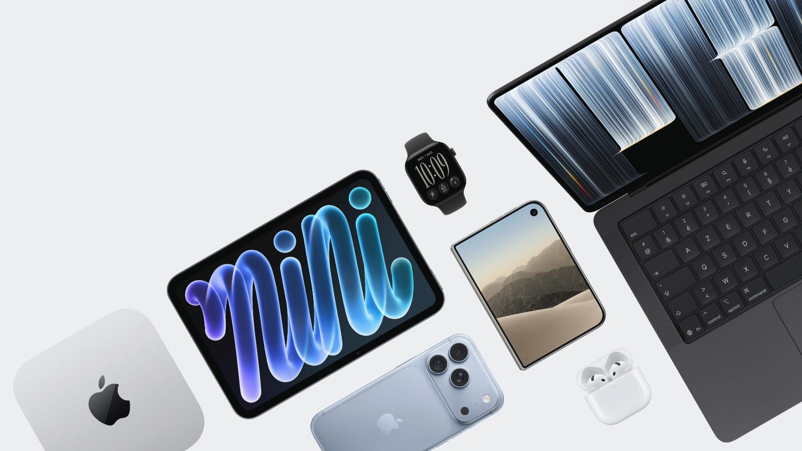 nouveaux produits apple rentree 2026 ipad mini 8 macbook pro oled iphone duo airpods 5 apple watch 12 iphone 18 pro mac mini m6