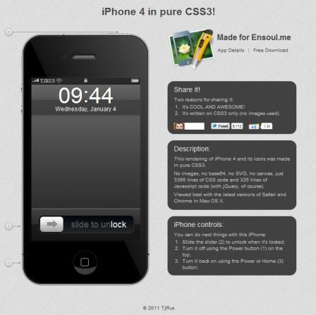 Insolite : un iPhone 4 en CSS et Javascript Insolite : un iPhone 4 en CSS et Javascript
