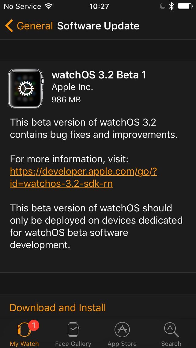 watchos 3.2 beta 1