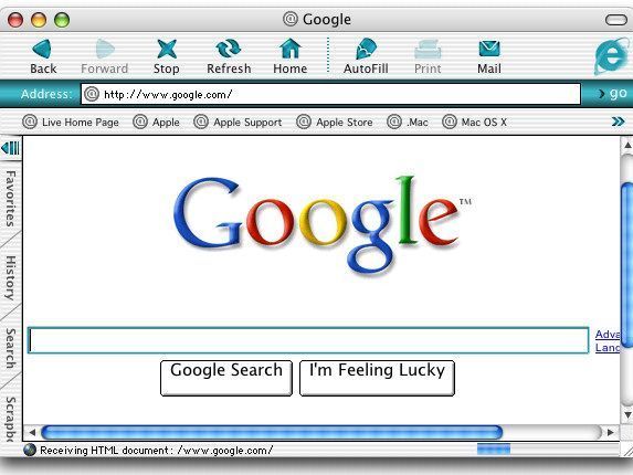 Internet Explorer 5 on Mac OS
