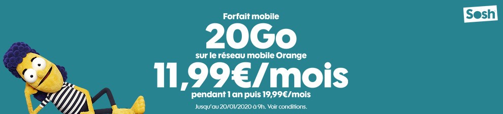 Promo Sosh : Forfait 50Go à 14.99€ Et 20Go à 11,99€ - IPhoneSoft