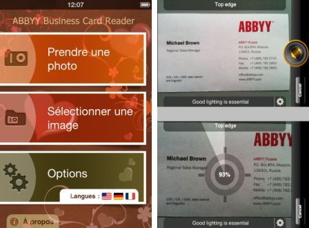 abbyy business card reader into iphone contacts