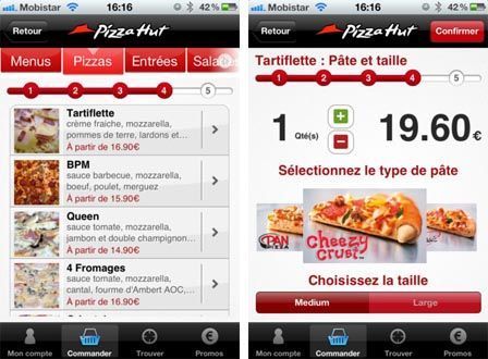 Pizza Hut a aussi son appli Pizza Hut a aussi son appli