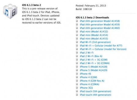 ios 6.1.3 beta 2 ios 6.1.3 beta 2