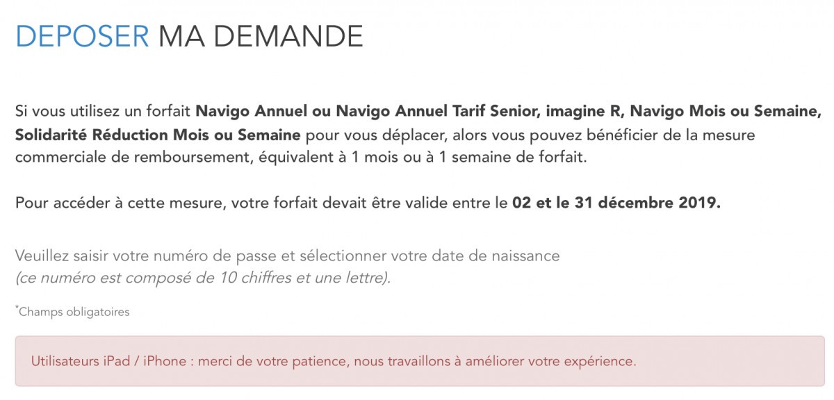 message d erreur navigo remboursement message d erreur navigo remboursement