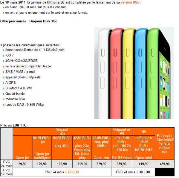 iphone5c 8go orange