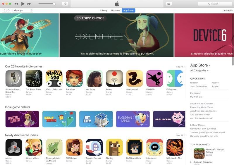 app store jeux independants