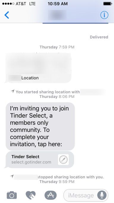 invit tinder select