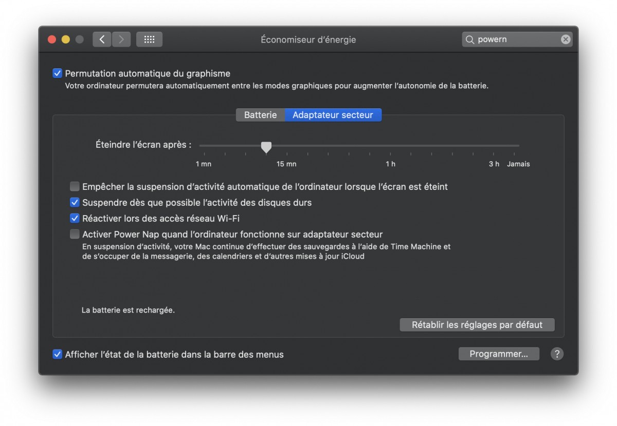 powenap macos desactiver powenap macos desactiver