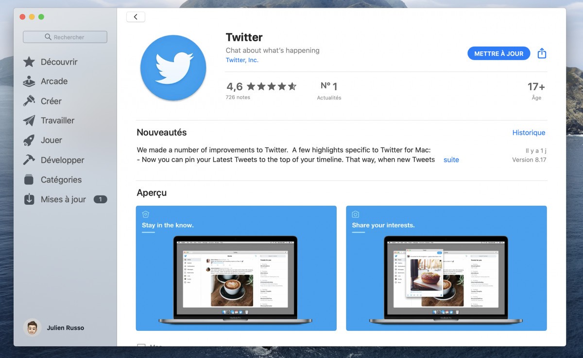 Twitter pour macOS : Une mise à jour ajoute la diffusion des tweets par