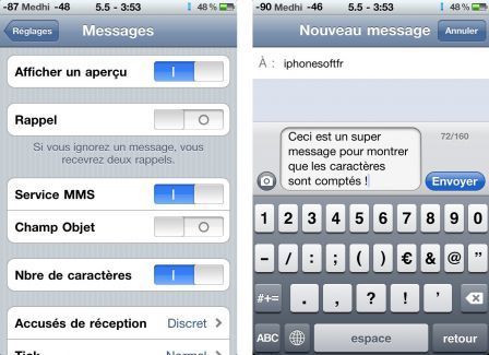 iPhone Facile afficher le nombre de caract res SMS iPhoneSoft