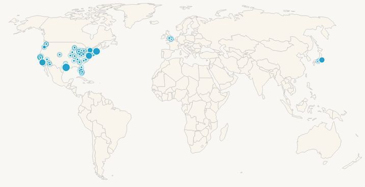 Mappemonde interactive répertoriant tous les fournisseurs d'Apple