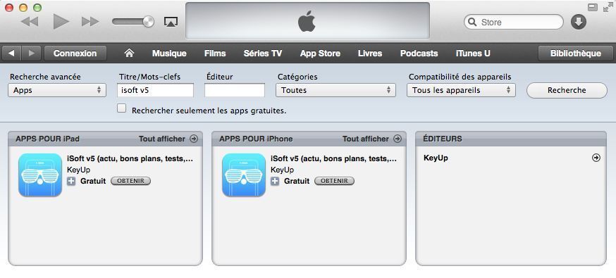 itunes recharche isoft