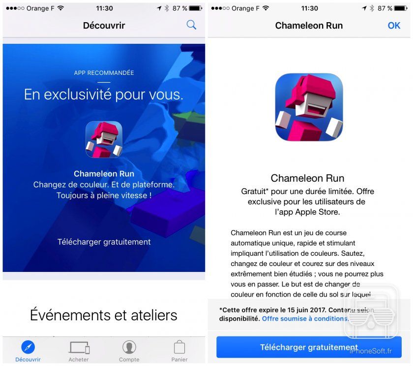 chameleon run offert apple store