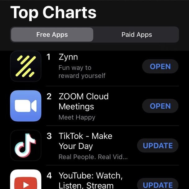zynn tiktok top app store