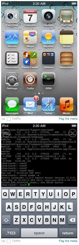 iPod Touch 4G sous iOS 5 jailbreaké iPod Touch 4G sous iOS 5 jailbreaké