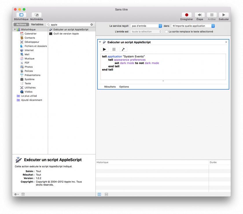 ecrire automator apple script ecrire automator apple script