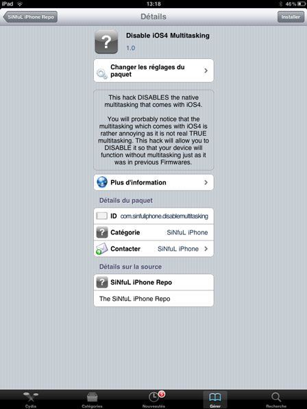 Désactiver le multitâche de l'iOS 4.0