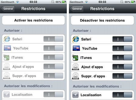 Restriction achats in-app Restriction achats in-app