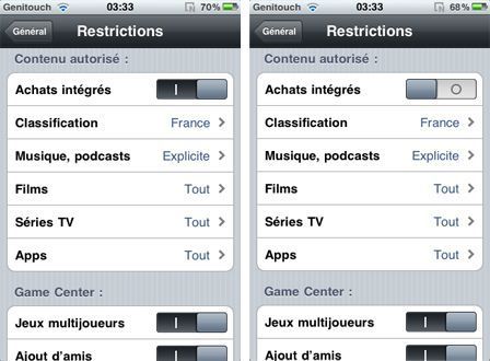 Restriction achats in-app Restriction achats in-app