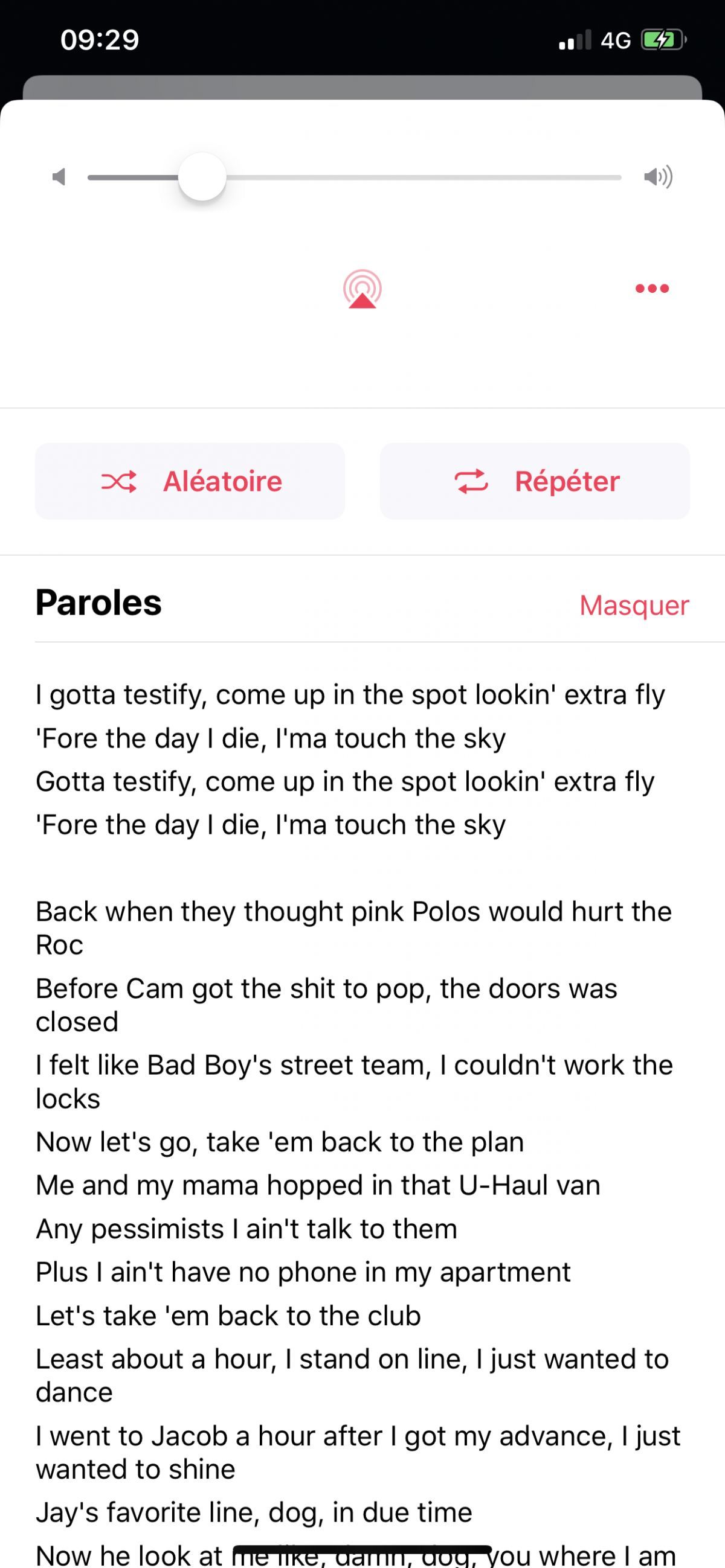 apple music paroles