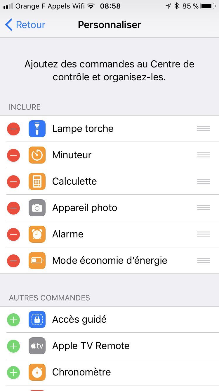 centre de controle ios 11 personnalisation centre de controle ios 11 personnalisation