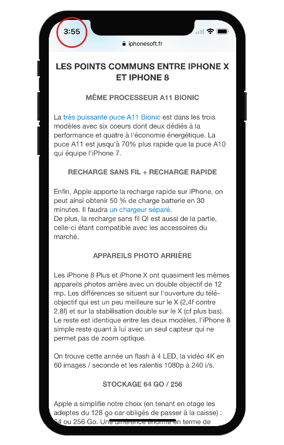 iphone x remonter en haut top scroll ios 11