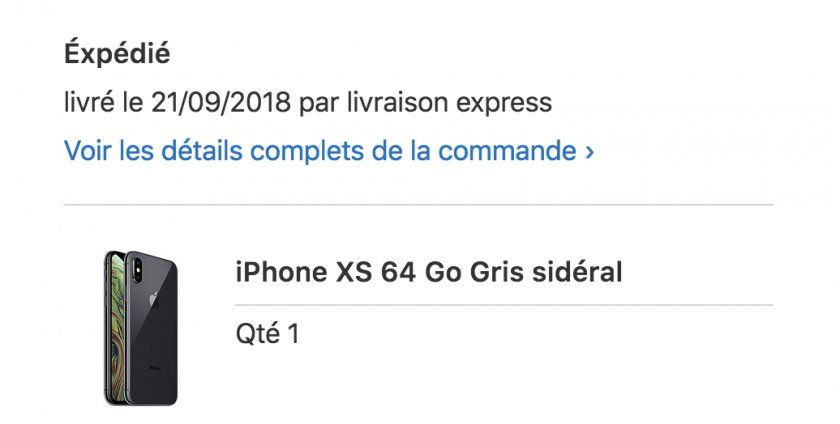 expedition iphone xs livraison apple