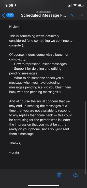 imessage ios 14 programmer envoi
