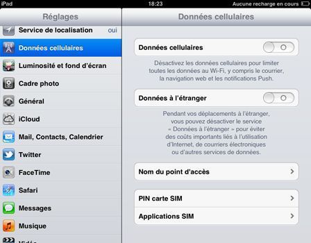 Données cellulaires Données cellulaires