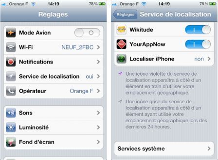 Activer ou désactiver le service de localisation pour des apps spécifiques