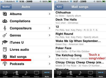 PodMail : un tweak pour envoyer ses musiques par email