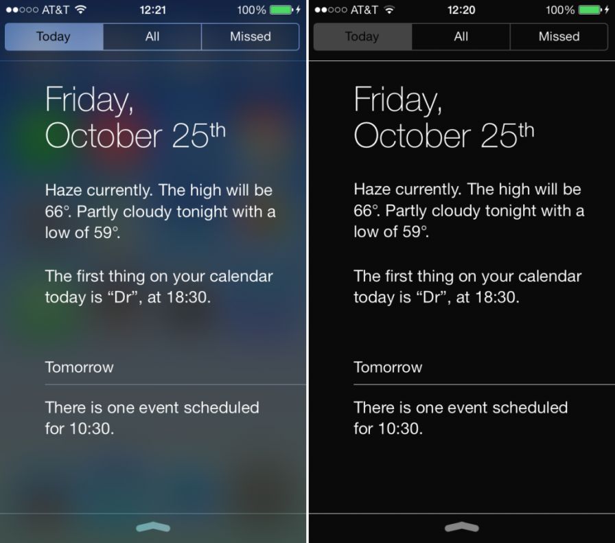 blur contrast ios 7 notification center