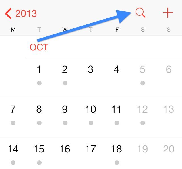 list view ios 7 calendrier