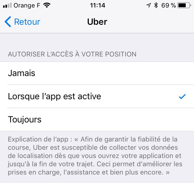 uber suivi gps app iphone