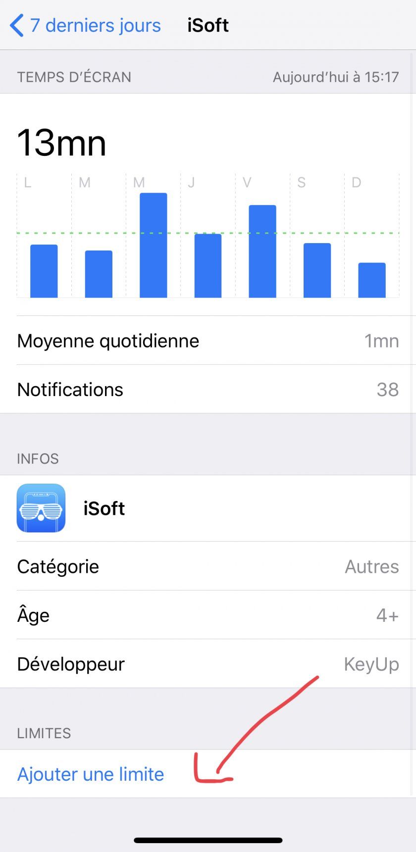 temps ecran limite acces une seule app