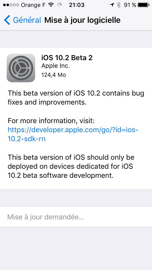 maj ios 10.2 beta 2 maj ios 10.2 beta 2